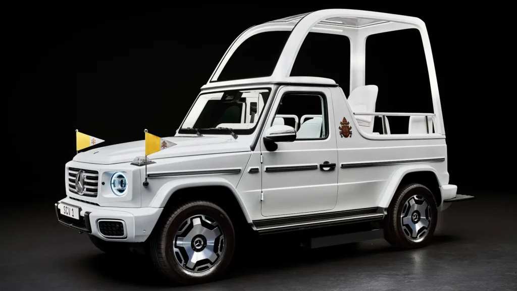 God-Wagen: elektrinis Mercedes-Benz G klasė yra naujausias Popemobile
